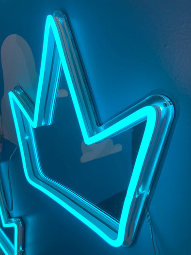 Mini Light Blue Crown with mirror acrylic LED neon sign