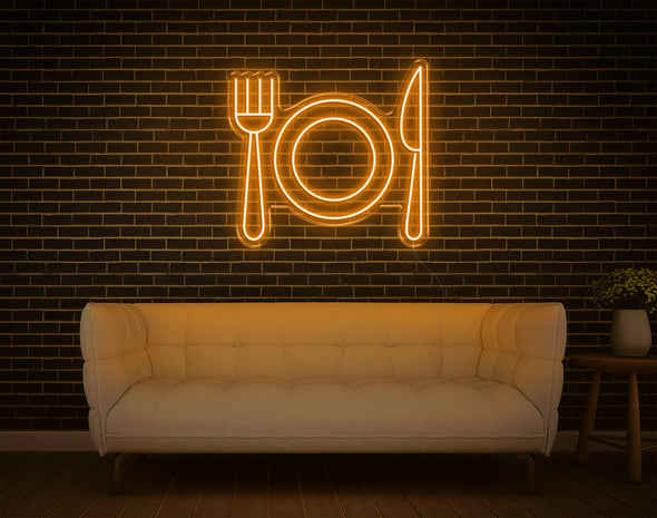 Fork Plate Knife LED Neon Sign