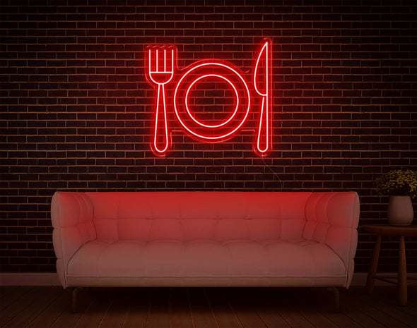 Fork Plate Knife LED Neon Sign