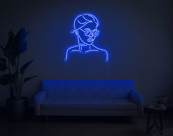 Girl With Glass LED Neon Sign