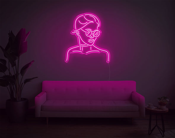 Girl With Glass LED Neon Sign