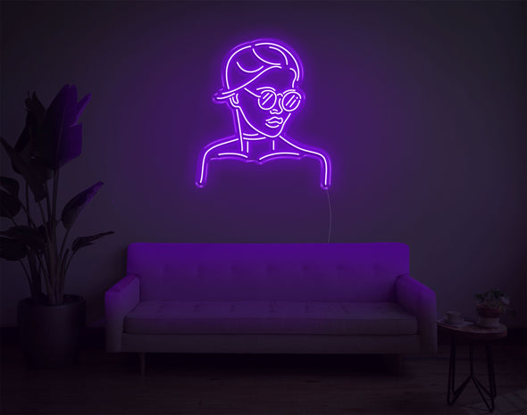 Girl With Glass LED Neon Sign