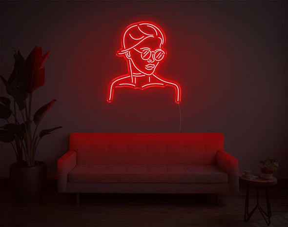 Girl With Glass LED Neon Sign