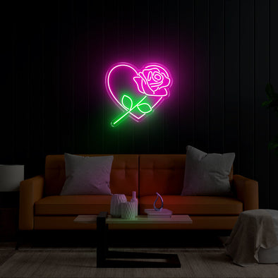 Heart Rose LED Neon Sign