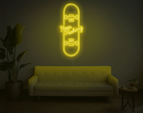 Keep Pushing Skateboard LED Neon Sign