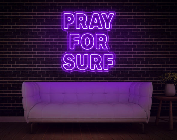Pray For Surf LED Neon Sign v2