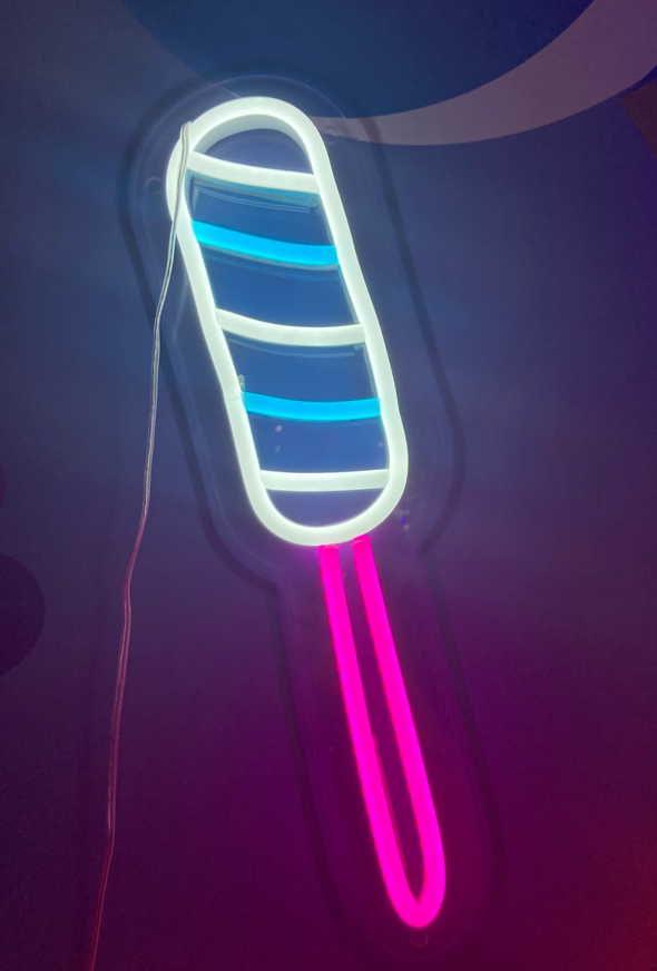White, Turquoise and hot pink lolly pop LED neon sign