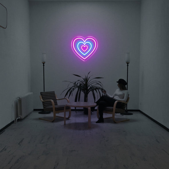 Triple Heart LED Neon Sign