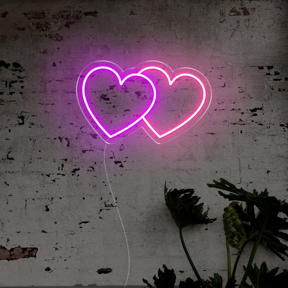 Double Hearts LED Neon Sign