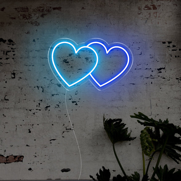 Double Hearts LED Neon Sign